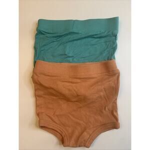 Kate Quinn Baby Bummies 2 Pack 6-12M Brown Teal Organic Cotton Shorts